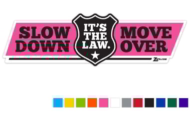 Zip's Reflective Vinyl Pylon Decal - Slow Down Move Over It's The Law